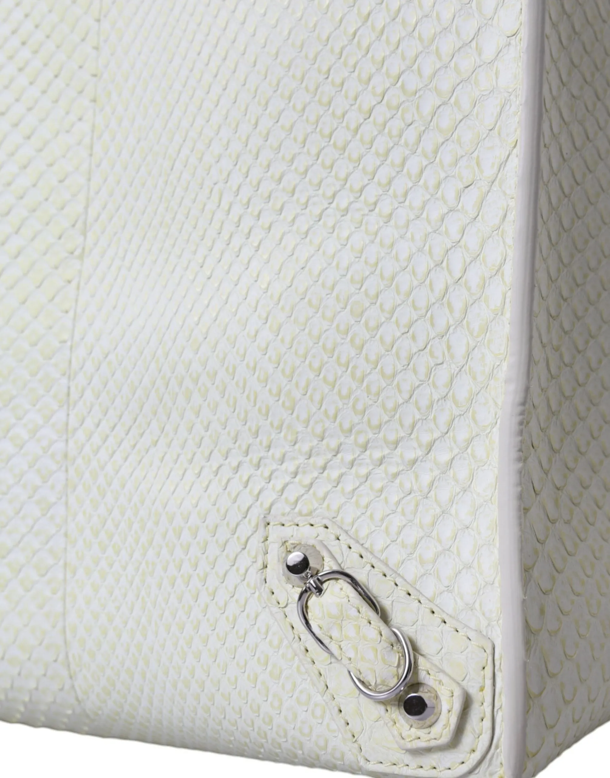 Balenciaga Chic Python Leather Tote in White & Women's Yellow
