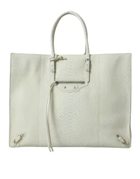 Balenciaga Chic Python Leather Tote in White & Women's Yellow