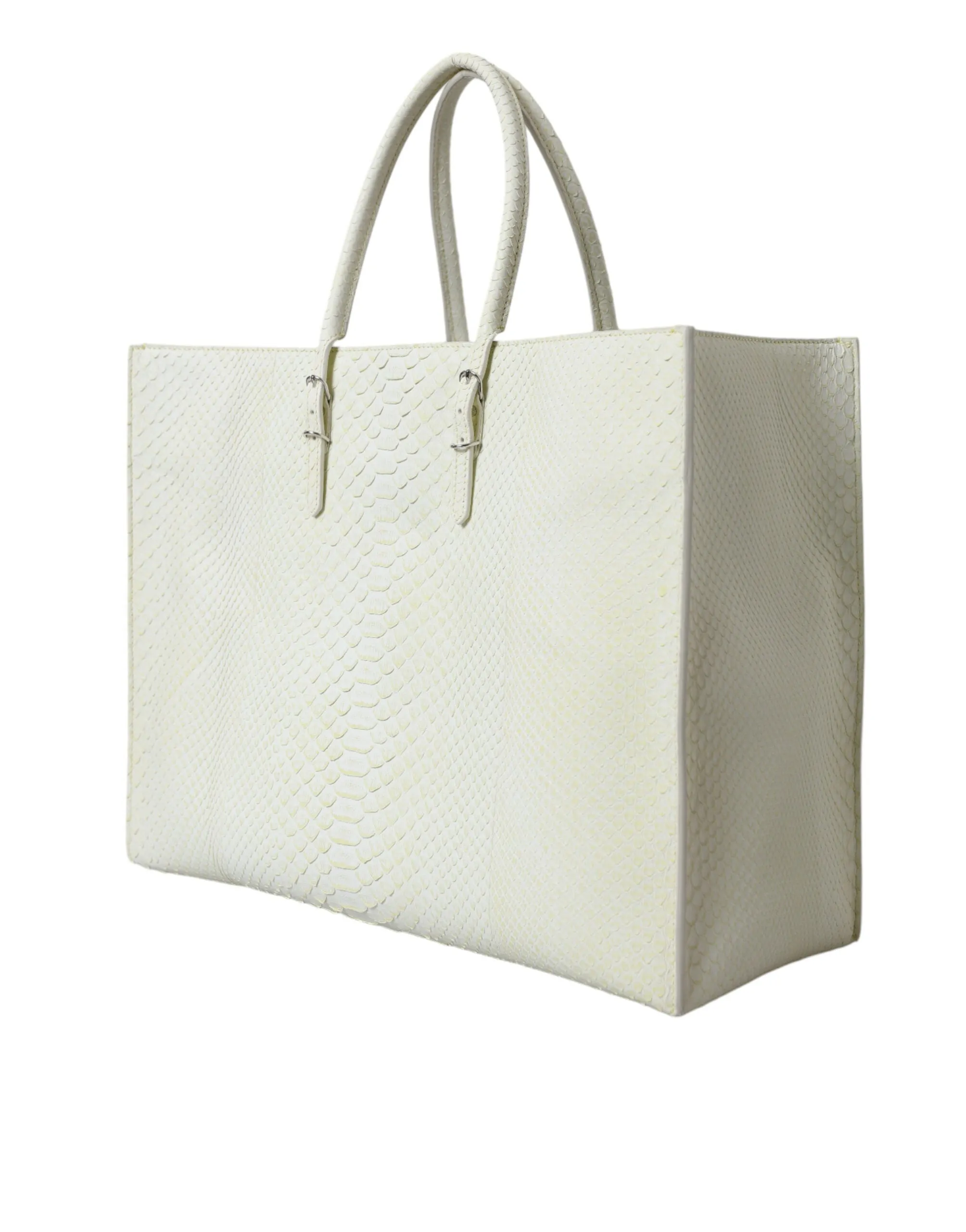 Balenciaga Chic Python Leather Tote in White & Women's Yellow
