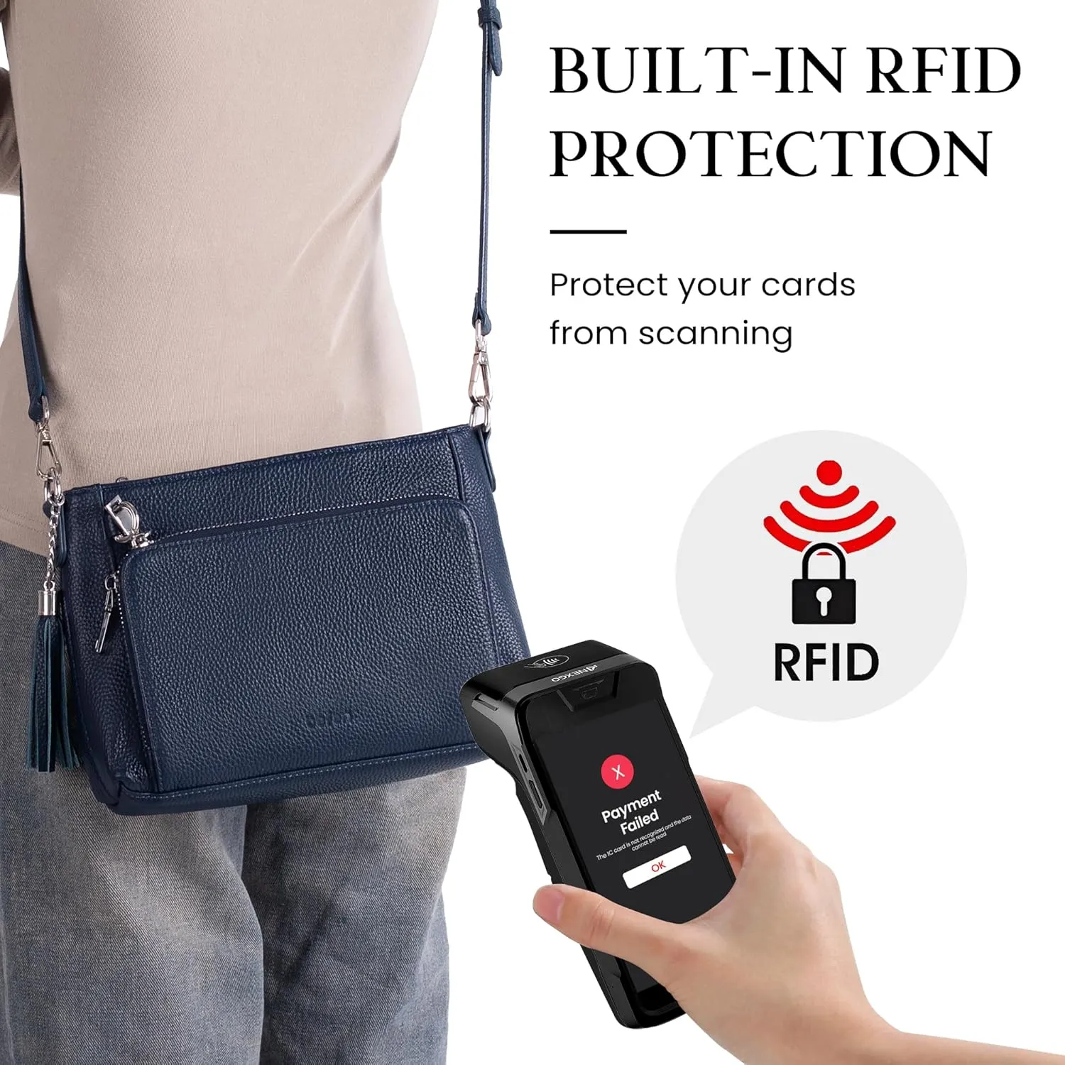 befen Anti Theft Genuine Leather Crossbody Bags for Women Handbags and Shoulder Basg with Built in Wallet RFID Leather Purse