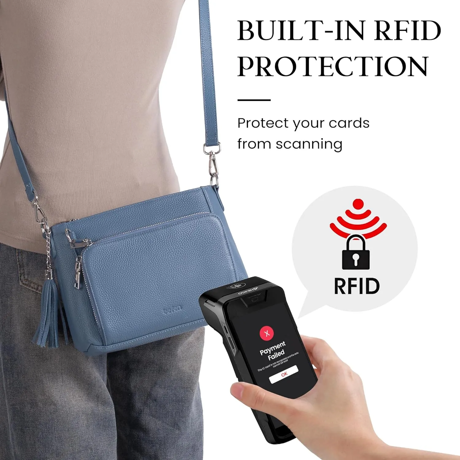 befen Anti Theft Genuine Leather Crossbody Bags for Women Handbags and Shoulder Basg with Built in Wallet RFID Leather Purse