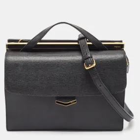 Black Leather Small Demi Jour Top Handle Bag