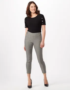 Black - Olive Plaid Pull On Pants