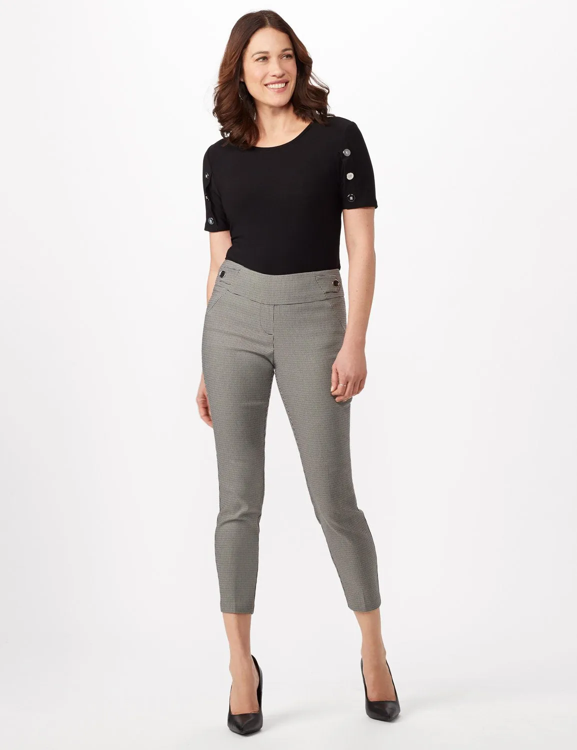 Black - Olive Plaid Pull On Pants