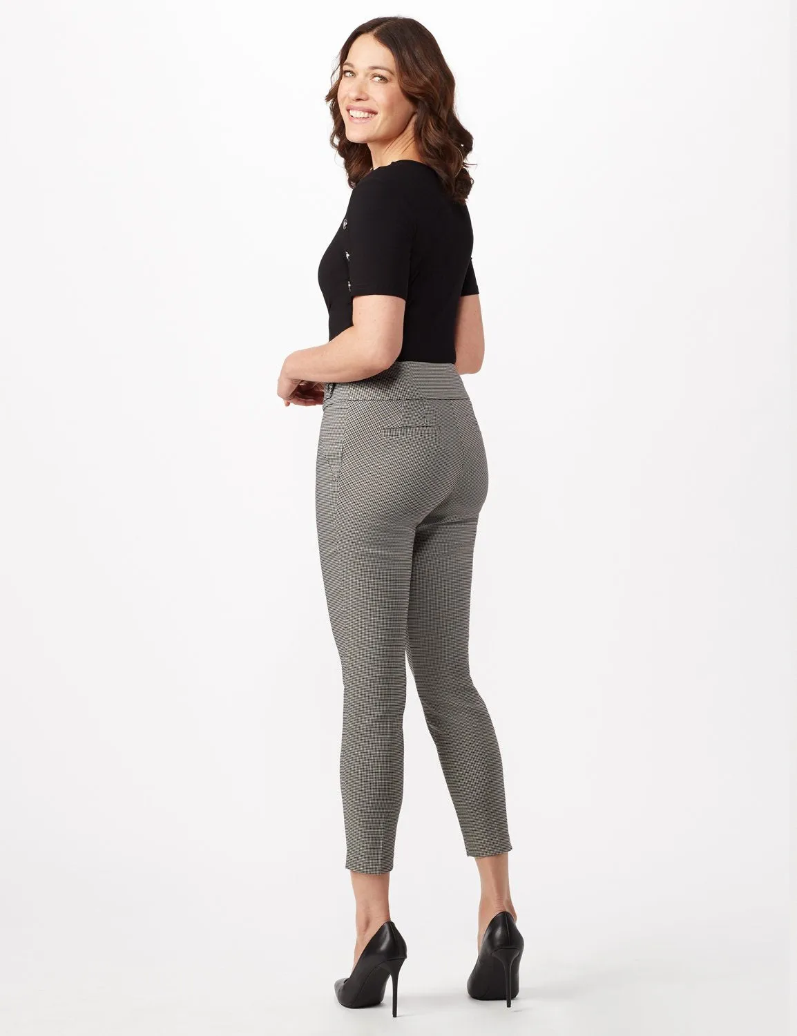 Black - Olive Plaid Pull On Pants