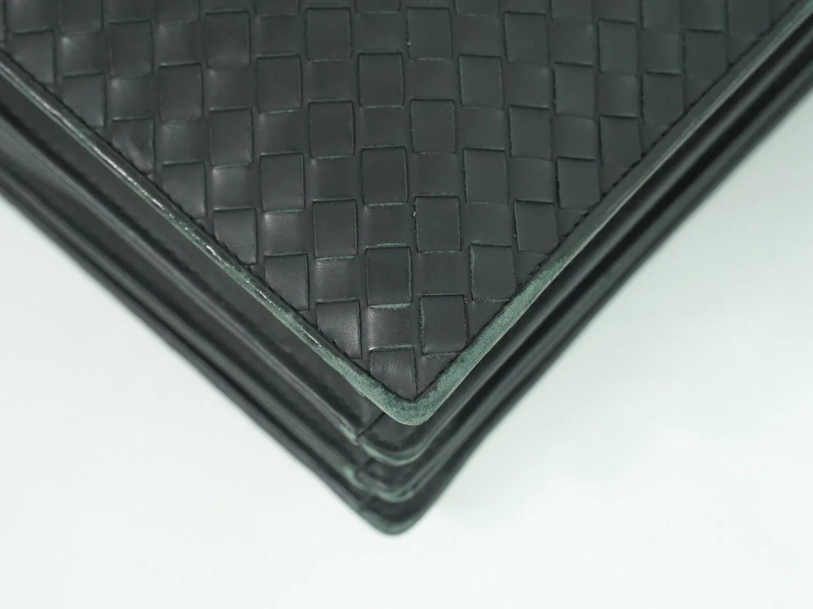 Bottega Veneta Intrecciato Black Leather Briefcase Bag (Pre-Owned)