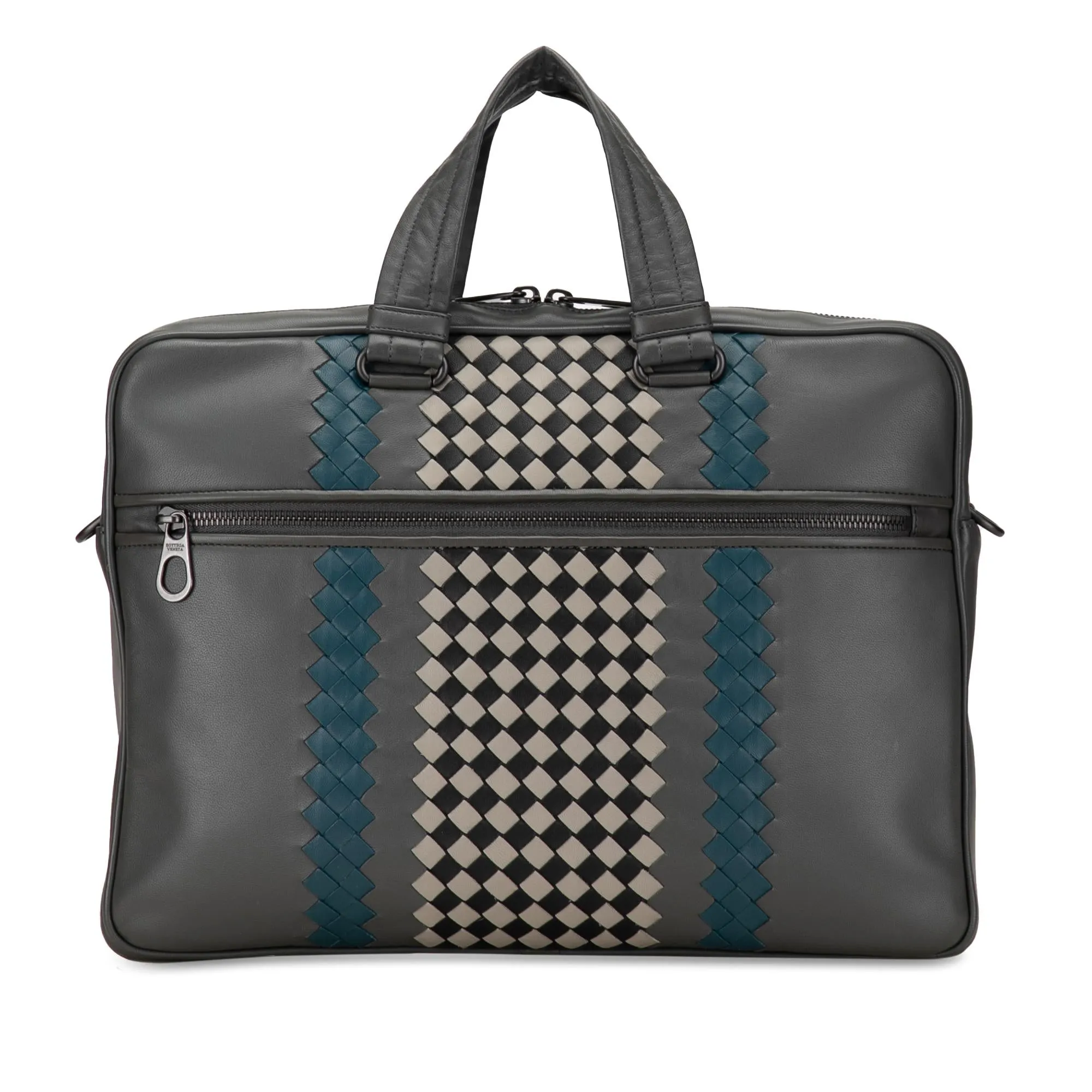 Bottega Veneta Intrecciato-Trimmed Leather Briefcase (SHG-XfagZD)