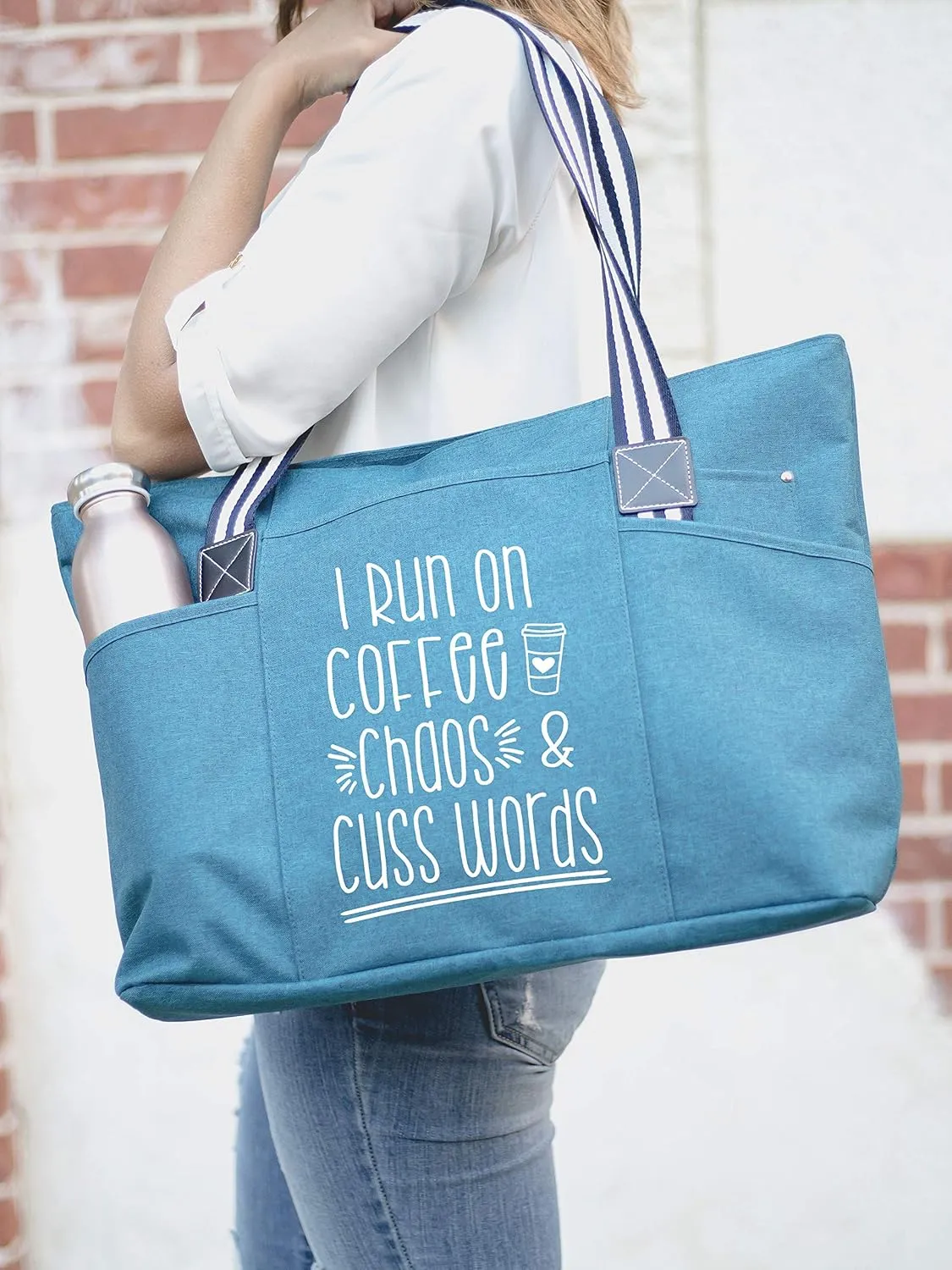 Brooke & Jess - Boss Lady Zippered Pocket Canvas Tote Bag - Gift Ideas for Female Bosses, Thank You Office Appreciation Gift