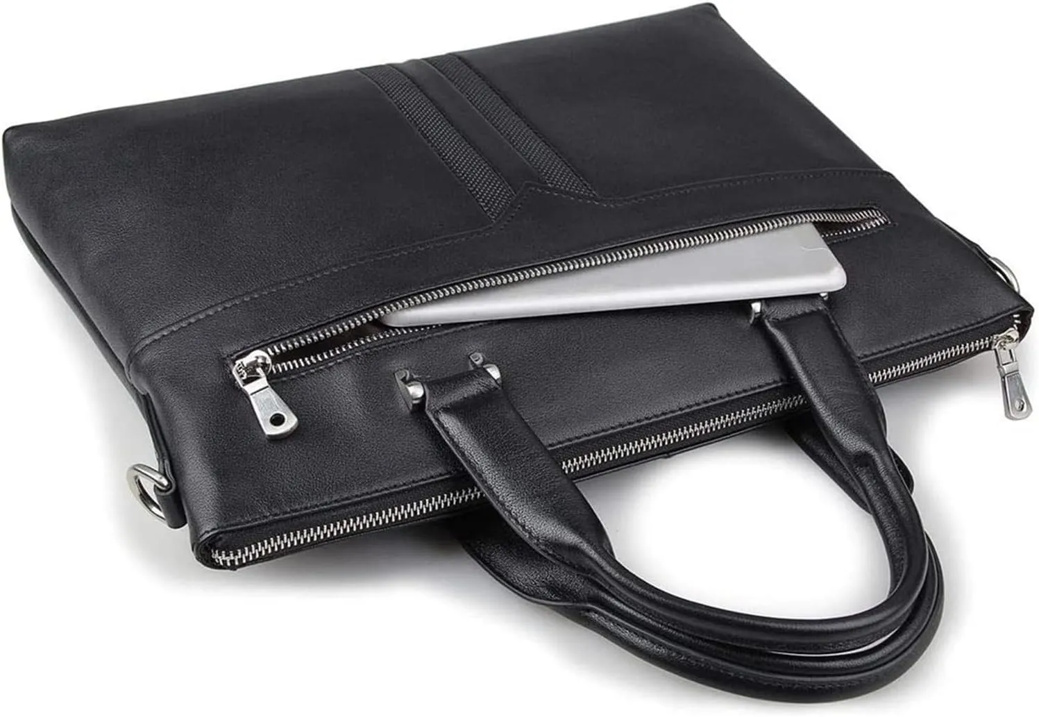 Business Briefcase Handbag, Simple Business Bag Leather Briefcase Shoulder Messenger Satchel Cowhide 15inch