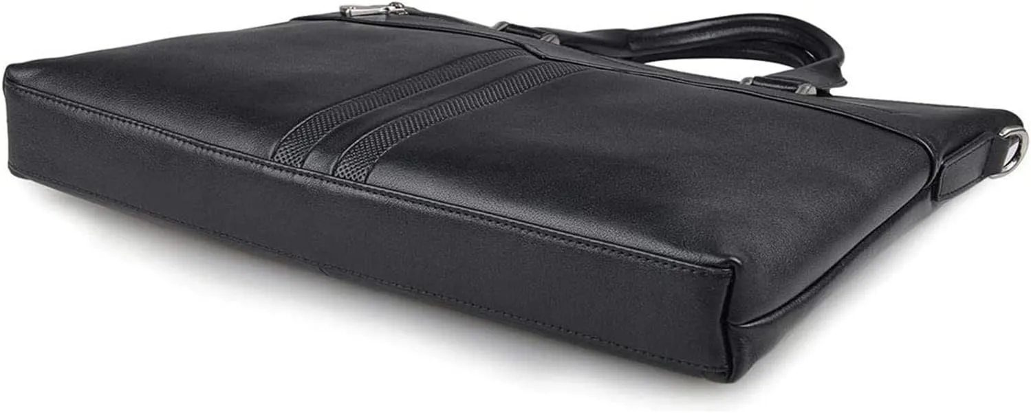 Business Briefcase Handbag, Simple Business Bag Leather Briefcase Shoulder Messenger Satchel Cowhide 15inch