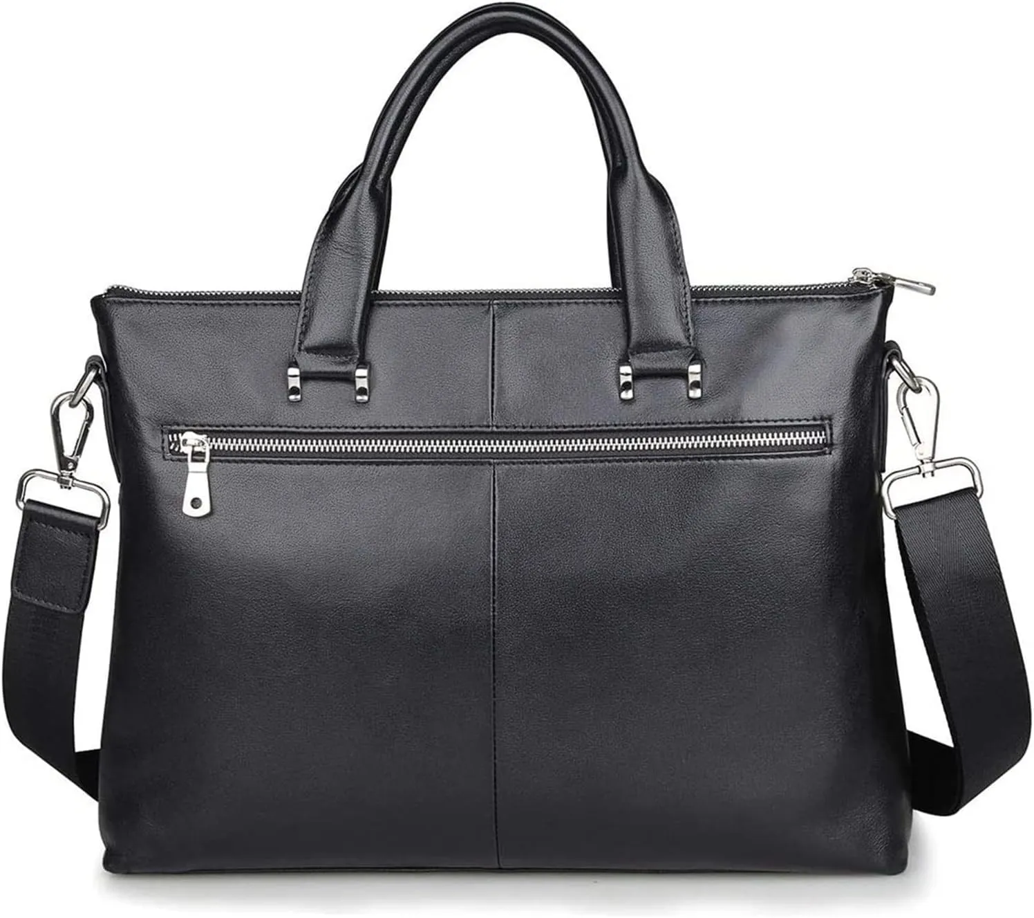 Business Briefcase Handbag, Simple Business Bag Leather Briefcase Shoulder Messenger Satchel Cowhide 15inch