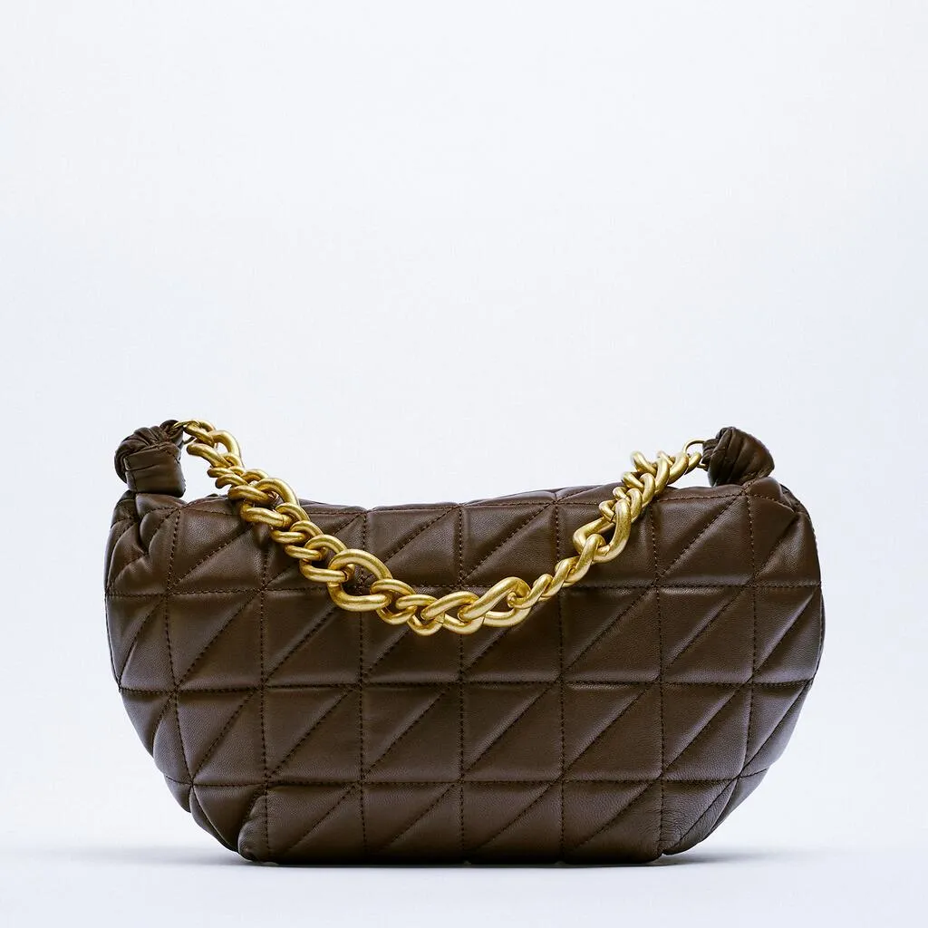 Christmas Gift Designer Soft Leather Bags Women 2021 Fashion Grid Chains Ladies Shoulder Bag Cute Winter Female Hobo Purses and Handbags Dating