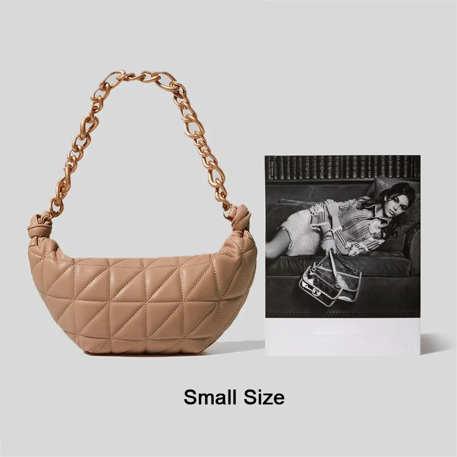 Christmas Gift Designer Soft Leather Bags Women 2021 Fashion Grid Chains Ladies Shoulder Bag Cute Winter Female Hobo Purses and Handbags Dating
