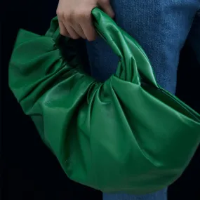Christmas Gift Fashion Ruched Large Tote Bag Designer Brands Women Handbags Luxury Spft Pu Leather Lady Hand Bags High Quality Green Purse 2021