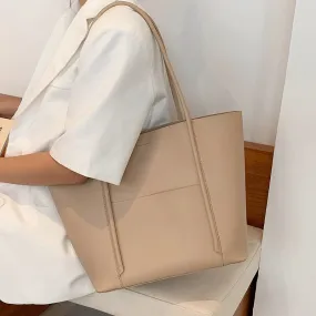 Christmas Gift Simple High Capacity PU Leather Women's Big Tote Luxury Ladies Handbags and Purses Designer Shopper Shopping Shoulder Bags