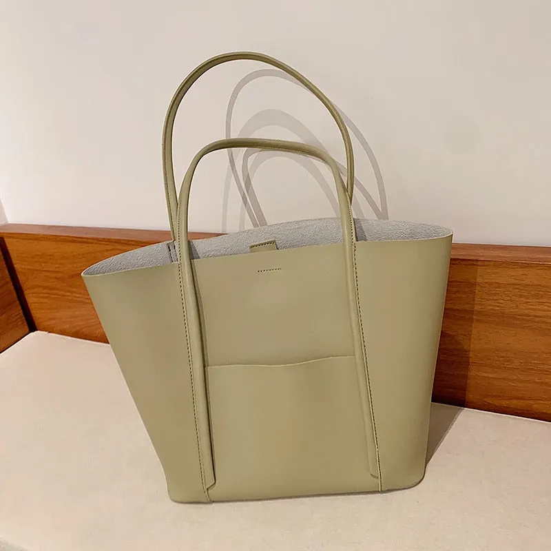 Christmas Gift Simple High Capacity PU Leather Women's Big Tote Luxury Ladies Handbags and Purses Designer Shopper Shopping Shoulder Bags