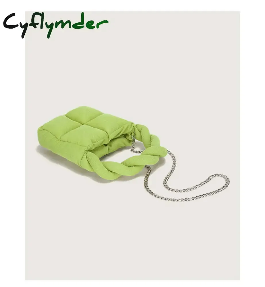 Cyflymder Corduroy Padded Women Shoulder Bags Designer Lady Handbags Luxury Small Tote Winter Purses Chain Crossbody Bag Gifts for Women
