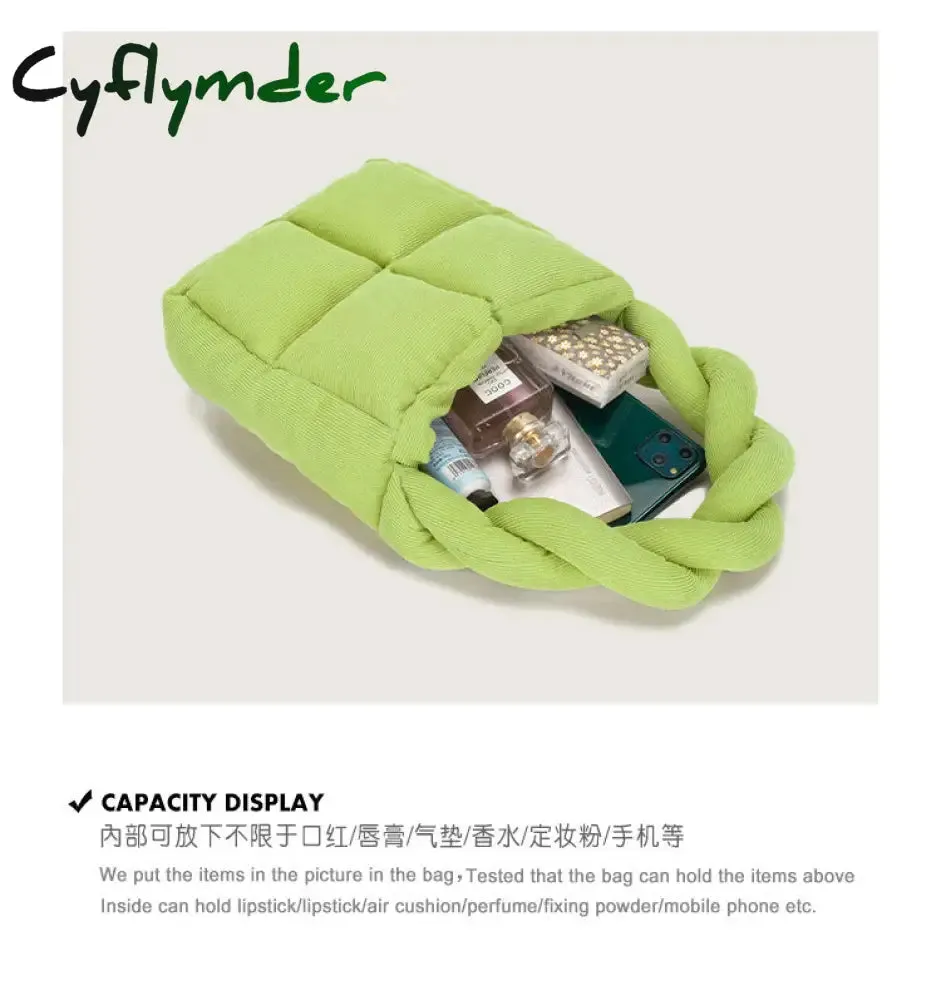 Cyflymder Corduroy Padded Women Shoulder Bags Designer Lady Handbags Luxury Small Tote Winter Purses Chain Crossbody Bag Gifts for Women