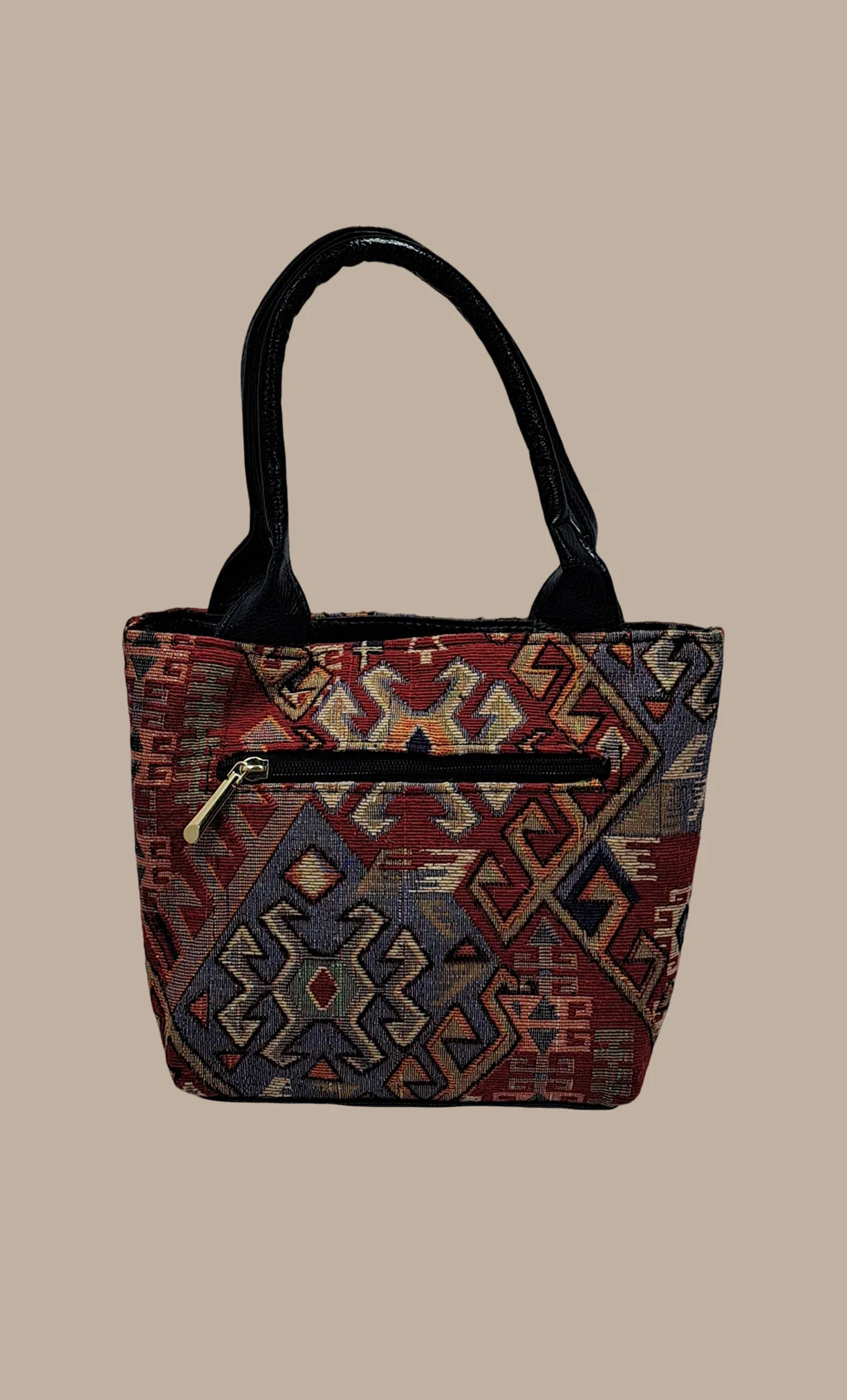 Deep Red Woven Handbag