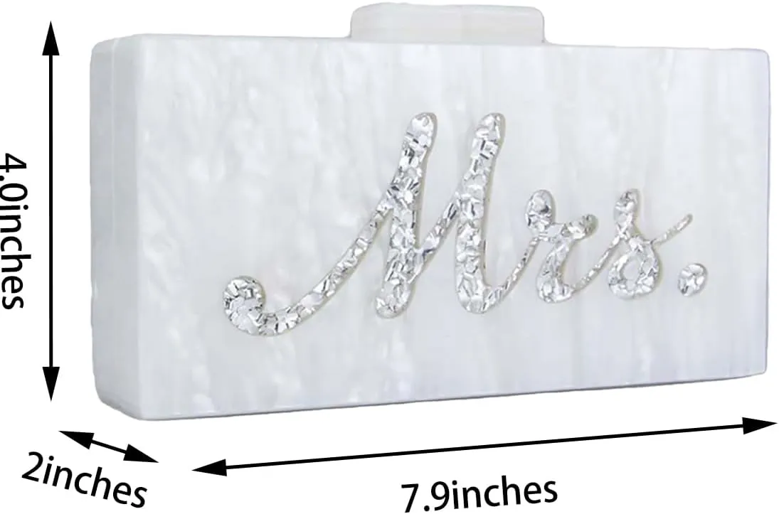 Elegant Ladies Acrylic Evening Bag MRS Wedding Clutch Bridal Purse Marble Chain Shoulder Bag for Banquet Prom Party