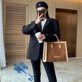 Faux Lamb Wool Shoulder Bags for Women Winter 2021 Hairy Ladies Tote Shopper Bag Fashion Brown Female Handbag Autumn Designer