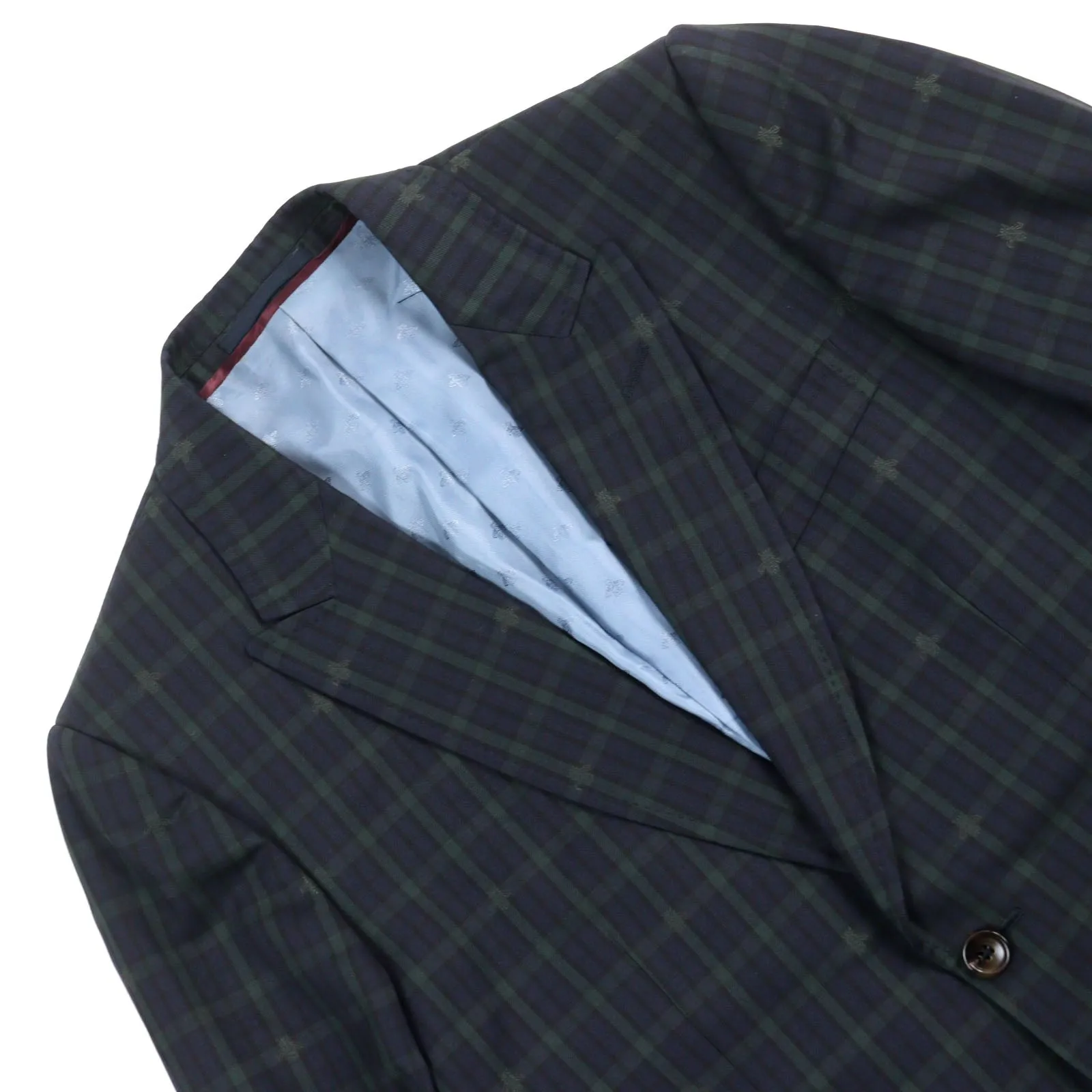 GUCCI tailored jacket 473215 wool Navy Green Check Pattern