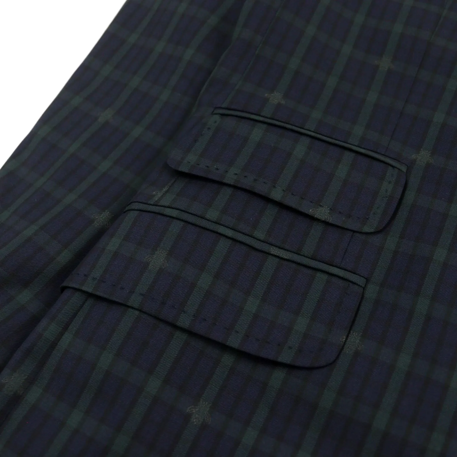 GUCCI tailored jacket 473215 wool Navy Green Check Pattern