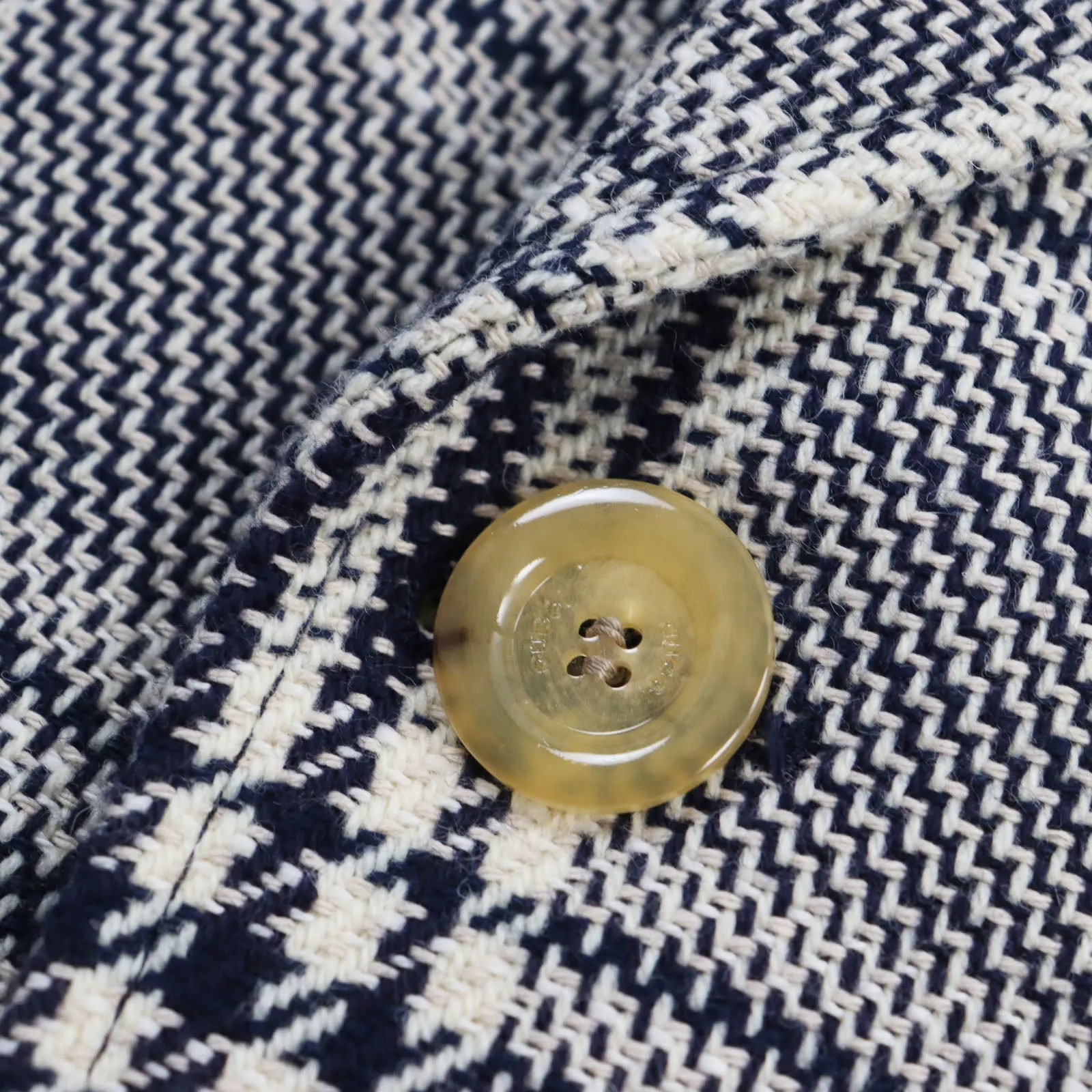 GUCCI tailored jacket 712855 Outer material: 54% wool, 33% cotton, 7% linen, 6% polyamide (nylon), 100% rayon lining, 100% cupra sleeve lining, 100% cotton pocket lining Blue Ivory HA HA HA CHECK JACKET mens 46 Used