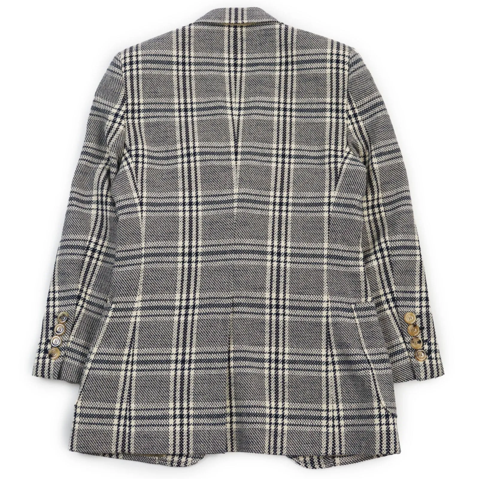 GUCCI tailored jacket 712855 Outer material: 54% wool, 33% cotton, 7% linen, 6% polyamide (nylon), 100% rayon lining, 100% cupra sleeve lining, 100% cotton pocket lining Blue Ivory HA HA HA CHECK JACKET mens 46 Used