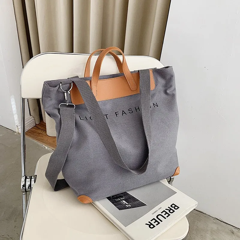 Halloween 2021 casual canvas women handbags designer letters shoulder crossbody bags female large capacity tote leather patchwork shopper bag
