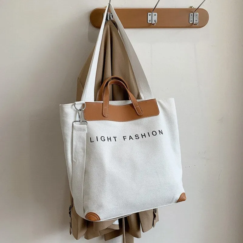 Halloween 2021 casual canvas women handbags designer letters shoulder crossbody bags female large capacity tote leather patchwork shopper bag