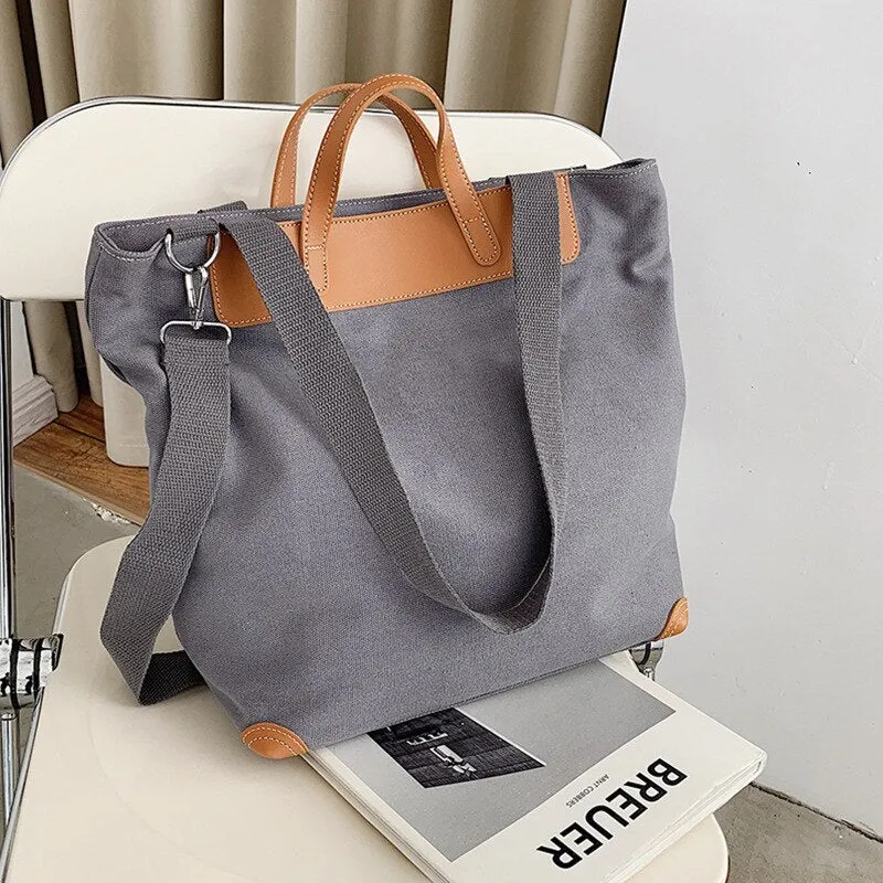 Halloween 2021 casual canvas women handbags designer letters shoulder crossbody bags female large capacity tote leather patchwork shopper bag