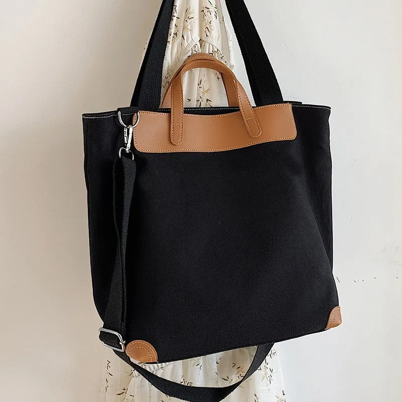 Halloween 2021 casual canvas women handbags designer letters shoulder crossbody bags female large capacity tote leather patchwork shopper bag