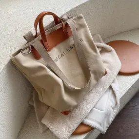 Halloween 2021 casual canvas women handbags designer letters shoulder crossbody bags female large capacity tote leather patchwork shopper bag