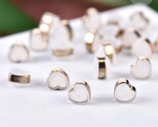 Heart Earring Backings - Earring Backs Replacements - Stoppers, Earring Nuts, Clutch, Stud - Jewelry Making Supplies - Gold Silver Rose