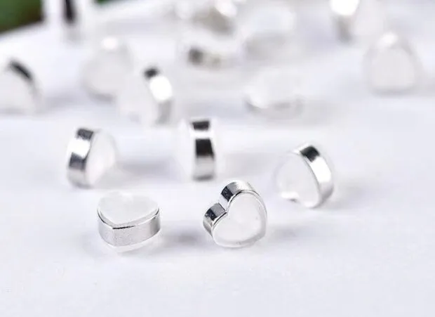Heart Earring Backings - Earring Backs Replacements - Stoppers, Earring Nuts, Clutch, Stud - Jewelry Making Supplies - Gold Silver Rose