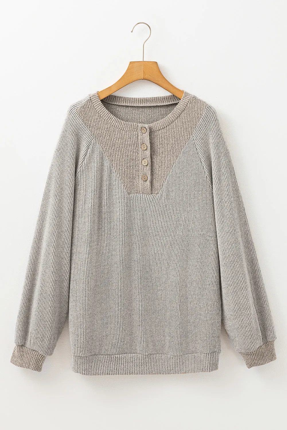 Jet Stream Colour Contrast Ribbed Loose Fit Long Sleeve Top