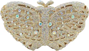 Ladies Elegant Evening-Bag Chain Crystal Wedding Clutch-Purse Party Handbag Butterfly