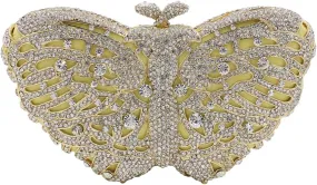 Ladies Elegant Evening-Bag Chain Crystal Wedding Clutch-Purse Party Handbag Butterfly