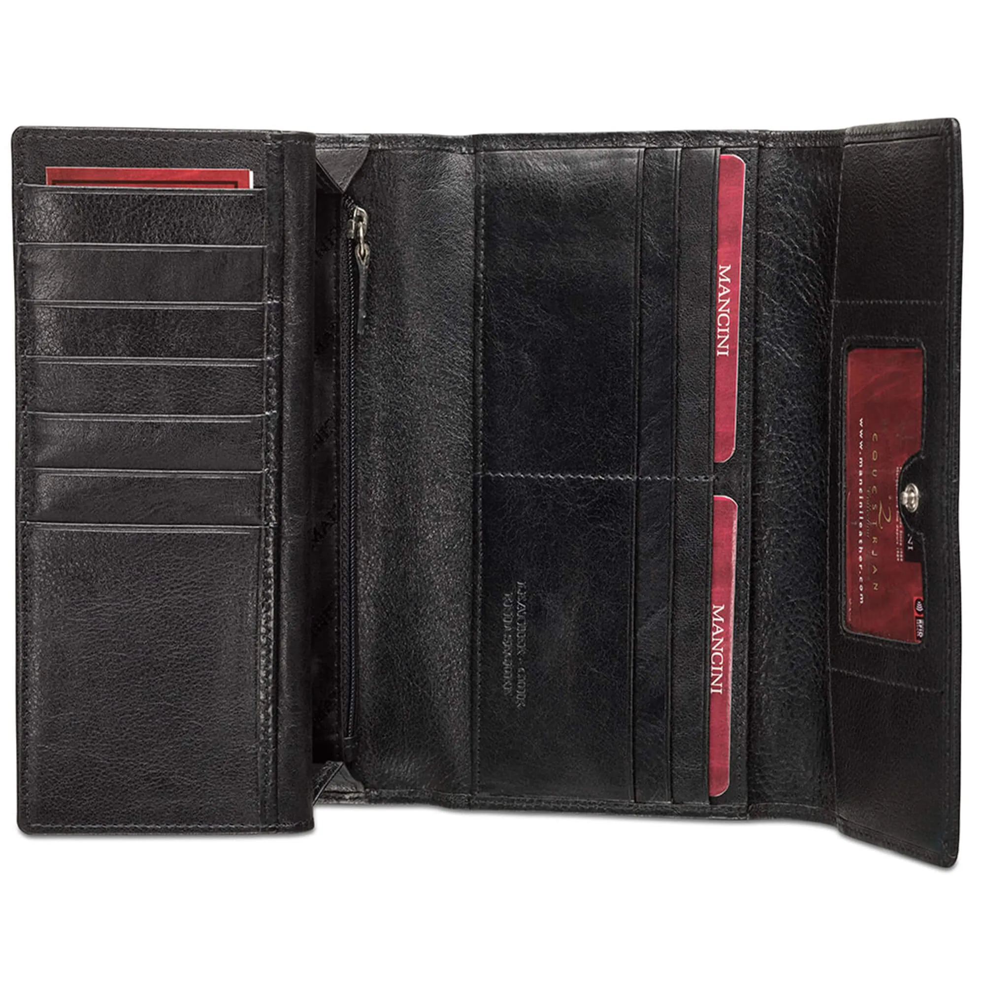 Mancini Ladies’ RFID Secure Trifold Checkbook Wallet