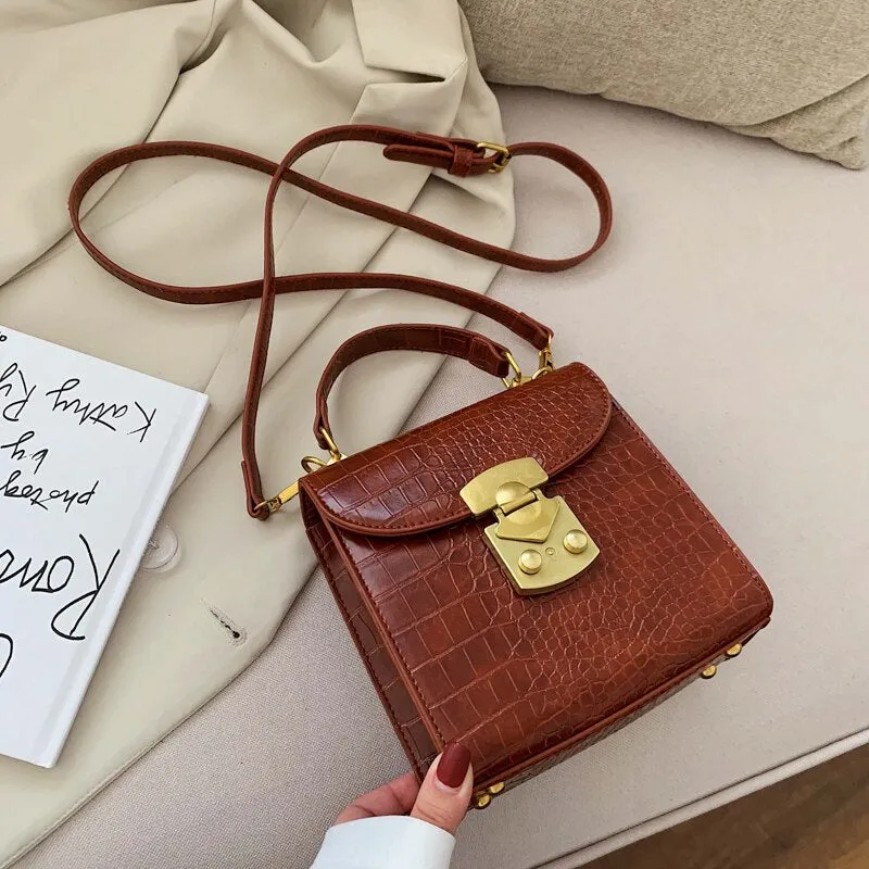 Mini Stone Pattern PU Leather Crossbody Bags For Women 2019 Lock Designer Shoulder Messenger Bag Female Travel Handbags