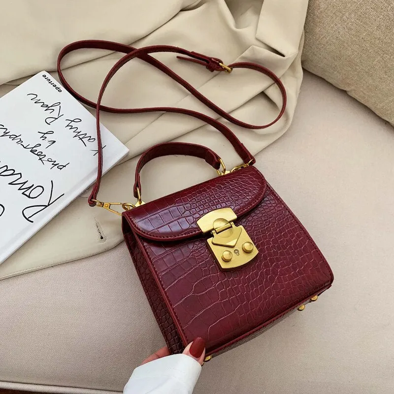 Mini Stone Pattern PU Leather Crossbody Bags For Women 2019 Lock Designer Shoulder Messenger Bag Female Travel Handbags