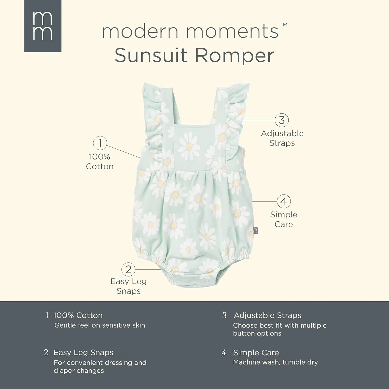 Modern Moments by Gerber Baby Girls' Sleeveless French Terry Romper