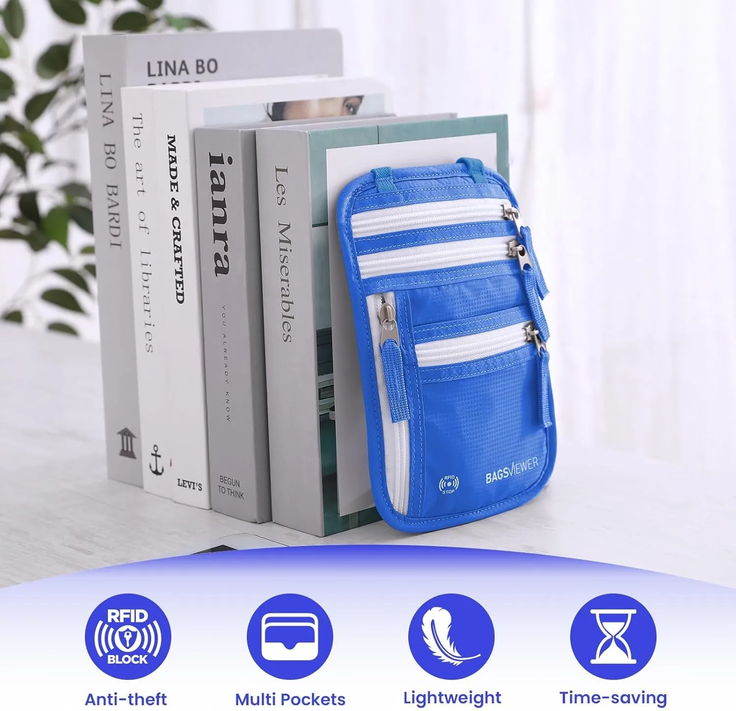 Neck Wallet, RFID Blocking Passport Holder for Travel, Waterproof and Slim Pouch with Adjustable Neck Strap for Men, Women to Secure Cash and Credit Cards, 8" × 8.5"
