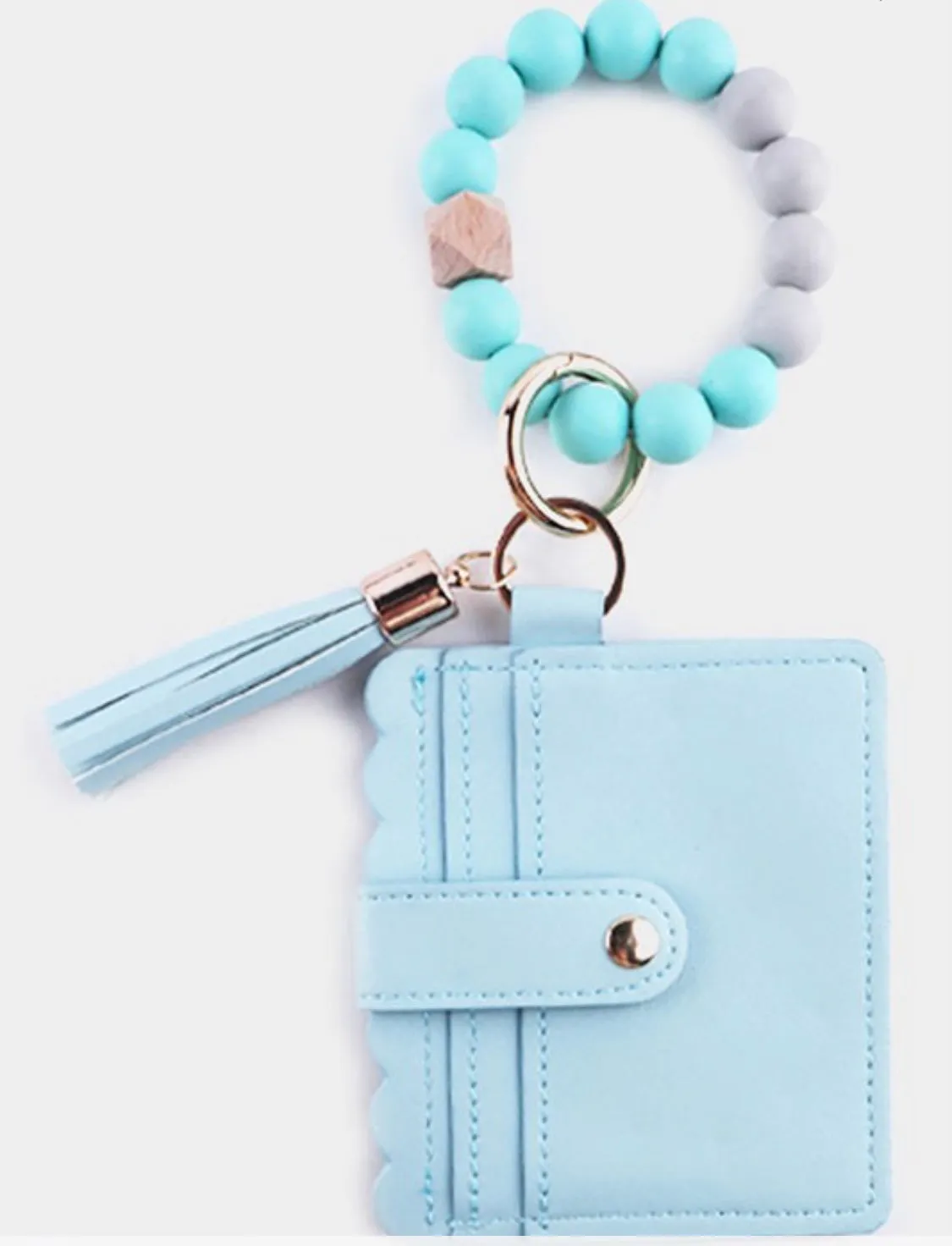 Wooden Bracelet Card Holder Key Ring
