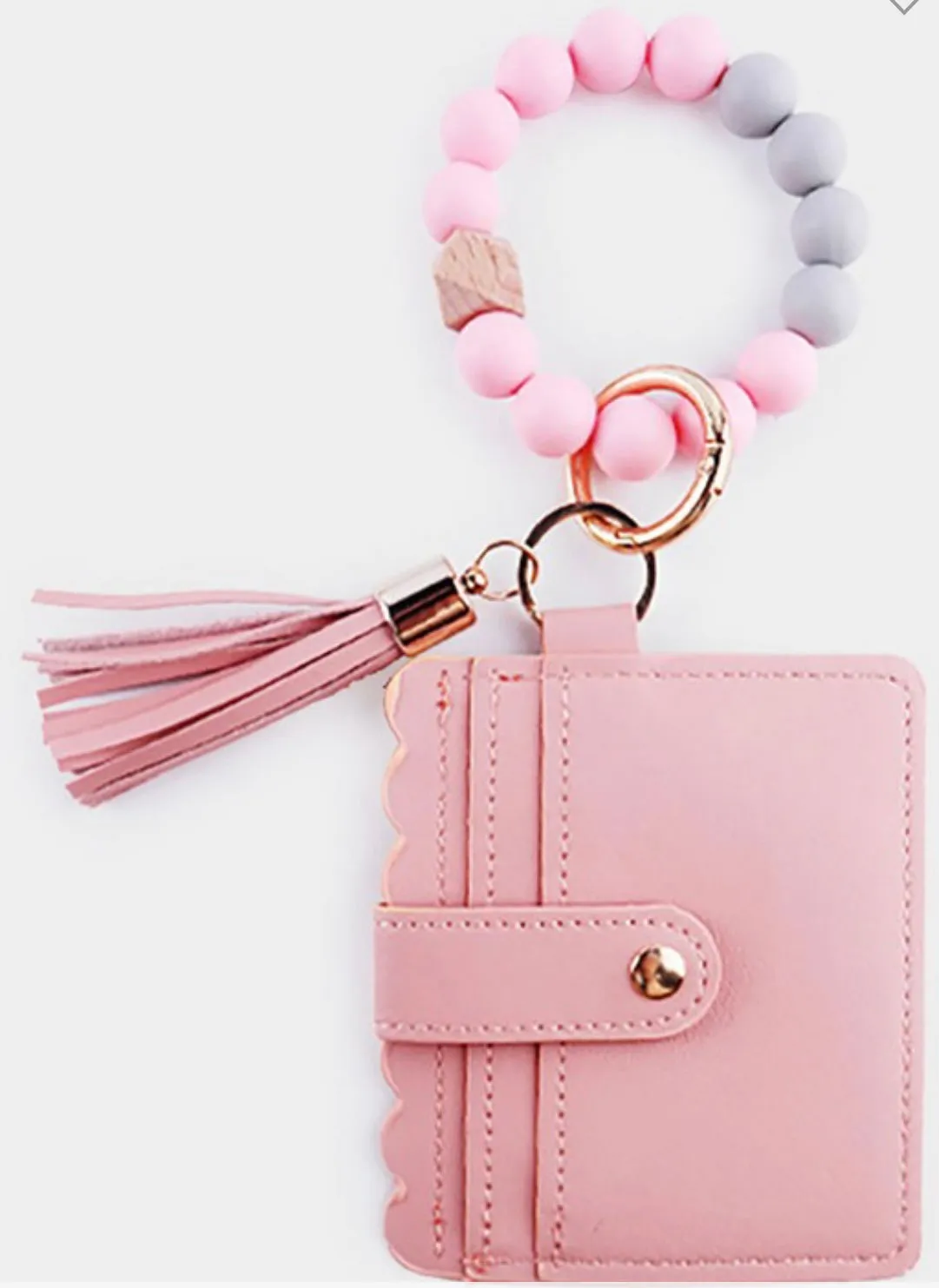 Wooden Bracelet Card Holder Key Ring