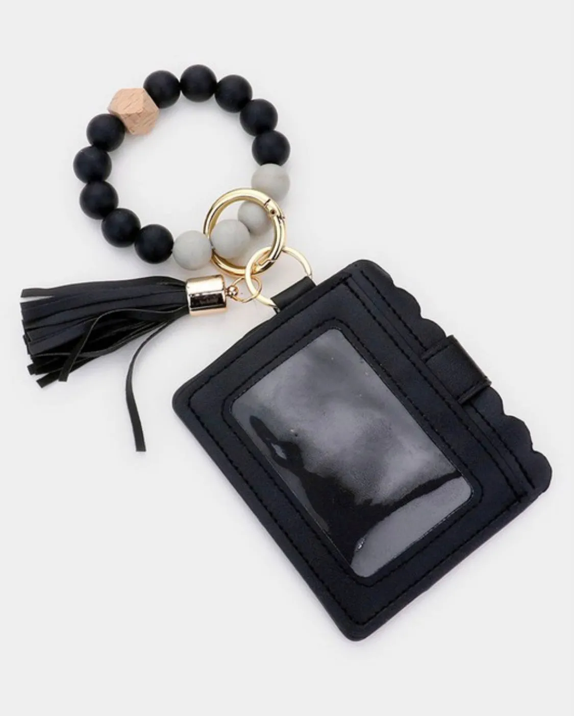 Wooden Bracelet Card Holder Key Ring