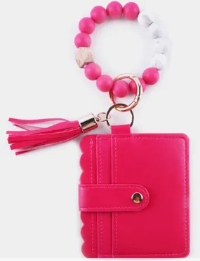 Wooden Bracelet Card Holder Key Ring
